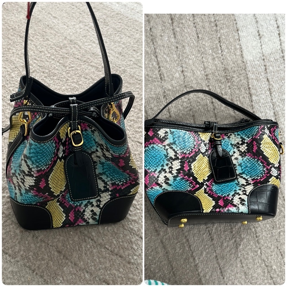 Vera Pelle Multicolor Snakeskin Pattern Bag